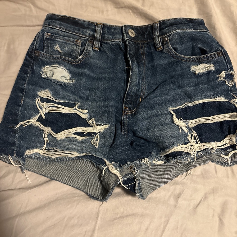American Eagle Outfitters Blue Distressed Jean Shorts